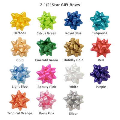 Small Star Gift Bows 2-1/2'' Bows 12 Loops Easy peel & stick