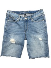 Universal Thread Distressed Jean Shorts Womens 2/26R Mid Rise Bermuda Blue Denim