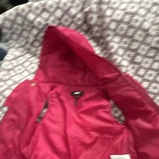 Girls Pink Hooded Quilted Puffer Jacket Full Zip Pockets Mid-Length Size S