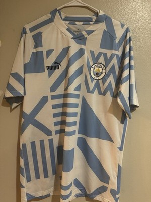 Puma Manchester City FC Training Jersey Mens L Blue White Geometric DryCell