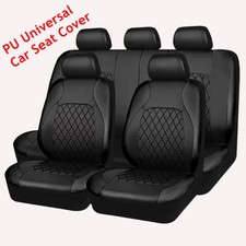Universal Car Seat Covers Pu Leather Black Sports Interior Accessories Set
