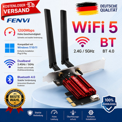 1200 Mbit PCIe PCI-Express WLAN Karte WiFi 2,4/5 GHz Dual-Band Netzwerkkarte PC