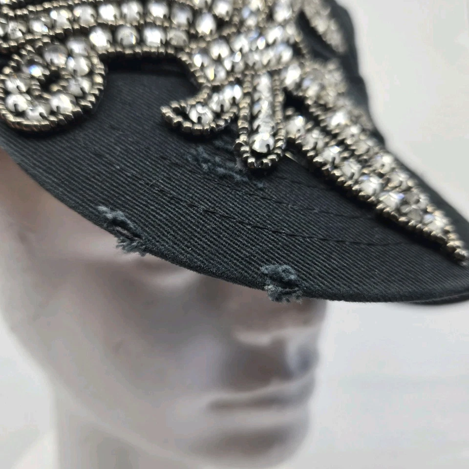 Boné Olive & Pique Paisley Bling Cadet ajustável strass Y2K glitz preto - Imagem 4 de 4