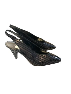 Escarpins En Cuir et motifs brillant noir - Année 90-Italie- EdmondK-Taille 37 - Photo 1/4