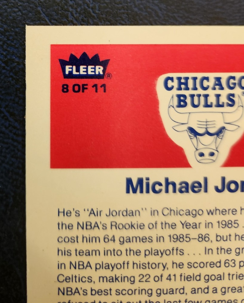 1986-87 Fleer Basketball Sticker #8 Michael Jordan * NM/MT * Set Break II +BONUS view 12