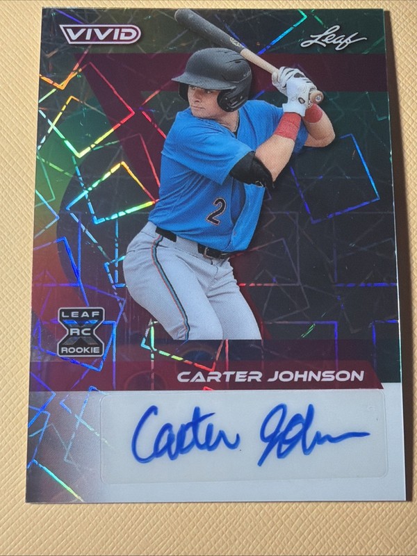 2025 Leaf Vivid Carter Johnson RC Marlins 1 of 1 Autograph