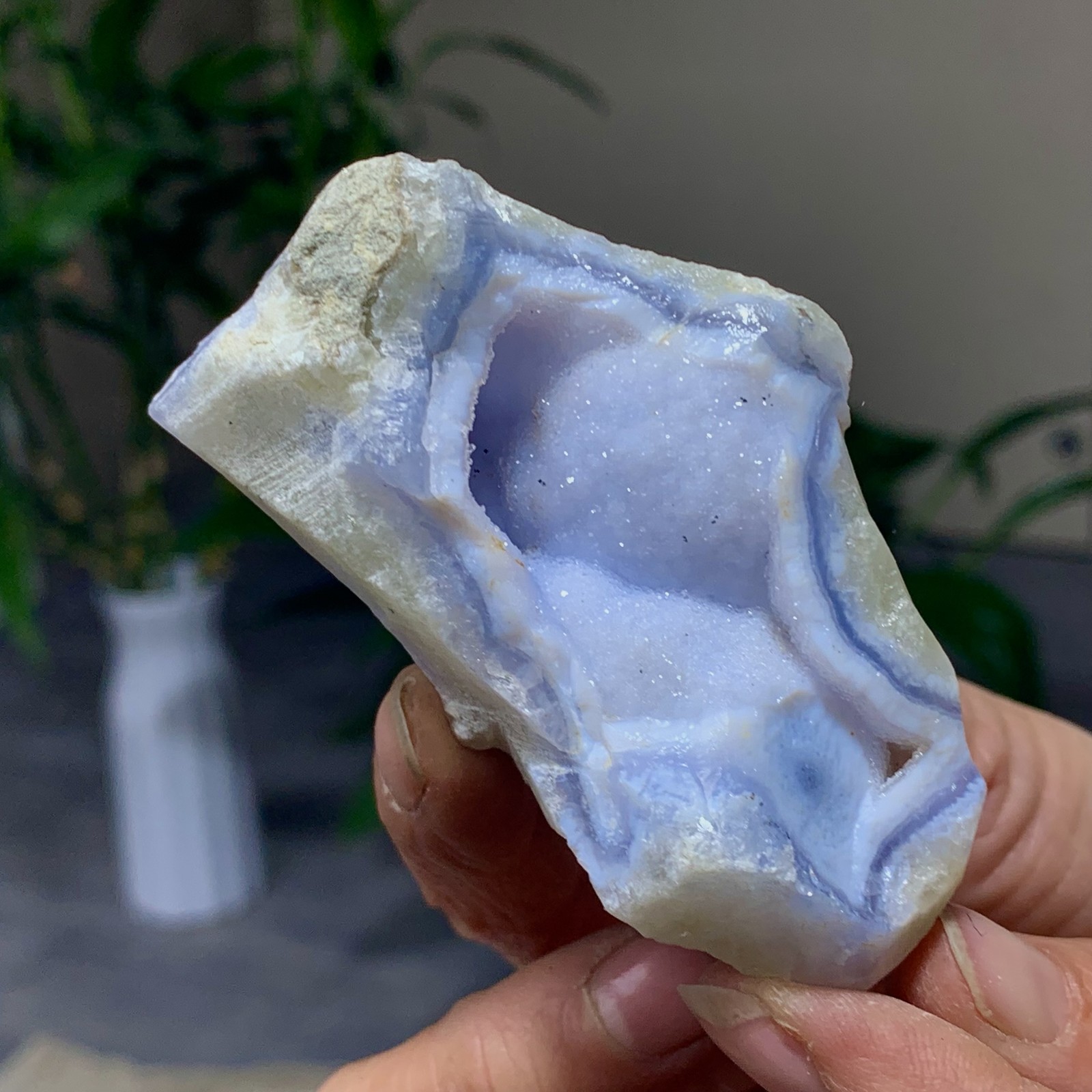 96G Natural Blue striped agate Crystal Chunks piece form Mineral Specimens
