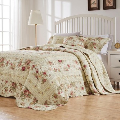 Greenland Home Antique Rose Jumbo Oversized 100% Cotton Bedding Set Bedspread