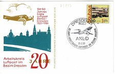 DDR Dresden 1981 Postkarte Sonderstempel 20 Jahre Arbeitskreis Luftpost