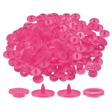 200 Set Plastic Snaps T5 Round Resin No-Sew Button Fasteners Kit, Rose Red