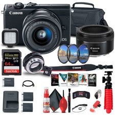 Canon EOS M100 Mirrorless Digital Camera with 15-45mm Lens (2209C011) + More