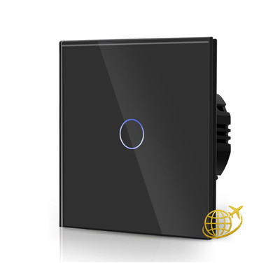 Touch Lichtschalter Glas 86mm 1 Fach 1 Weg Schwarz