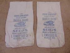 Vintage Feed Sacks-2- Badger Brand Selected Seeds- Picture of a Blue Badger-SALE