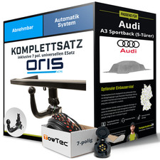 Anhängerkupplung ORIS abnehmbar für AUDI A3 Sportback (5-Türer) +E-Satz kpl.