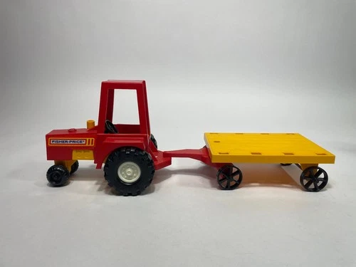 Vintage Fisher Price Red Tractor and Trailer Husky Helpers #331 1980