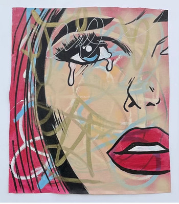 DILLON JUNGE - ''DIE ROTHAARIGE'' SPRÜHFARBE/ACRYL AUF LEINWAND - GERAHMT & SIGNIERT - COA