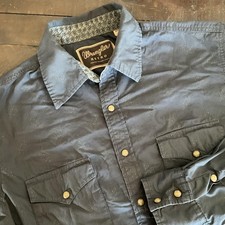 Wrangler Retro Shirt Mens Large Gray Geometric Western Snap Long Sleeve Cowboy