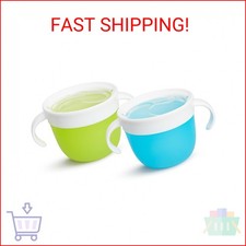 Munchkin Snack Catcher Toddler Snack Cups, No Spil, 2 Pack Containers, Blue/Gree