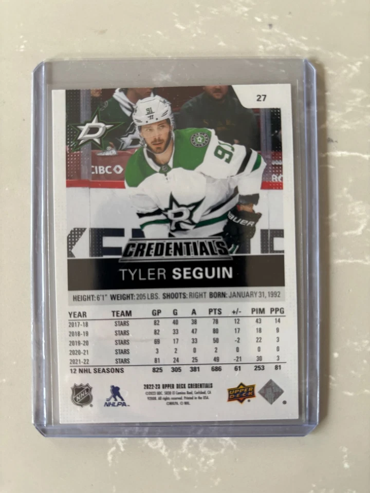 2022-23 Upper Deck Credentials Tyler Seguin Color Match /75 #27 Dallas Stars - Image 2 of 2