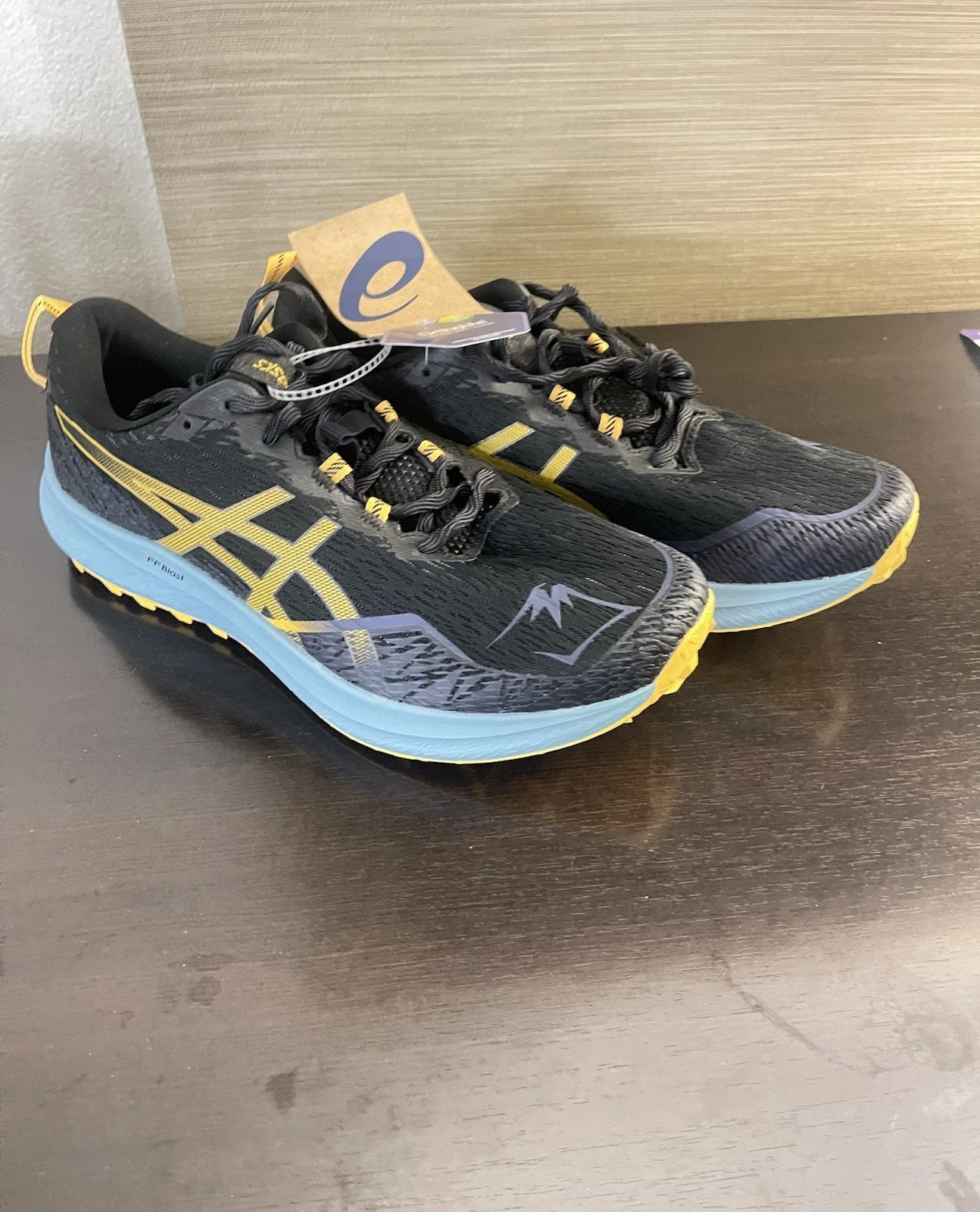 Nuove scarpe Asics Fuji Lite 4 1011B698001 nero giallo blu running uomo 10 5