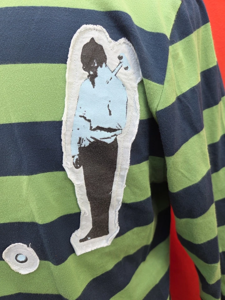 TROVATA ДЛИННЫМ РУКАВОМ МУЖСКАЯ РУБАШКА ИГРАТЬ ГОЛЬФ ЛОГОТИП (XL) ЗЕЛЕНАЯ ПОЛОСА - Изображение 4 из 4