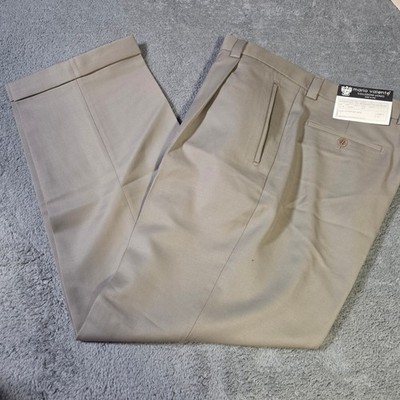 Mario Valente Mens 38x32 Dress Pants Beige Extrafine Wool Pleated Cuffed Italy