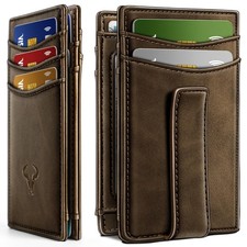 Magnetic Closure Slim Wallet-Genuine Leather Front Pocket Wallet for Men,RFID...