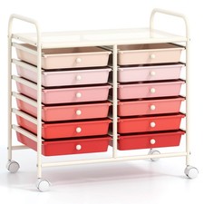 12 Drawers Rolling Cart Storage Scrapbook Paper Studio Organizer Bins Black