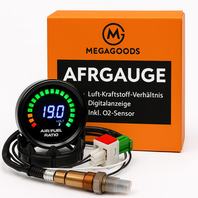 AFR Anzeige 52 mm Digital Smoked mit O2 Sensor 12V Benzin DE.