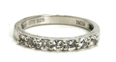 STS Chuck Clemency Sterlingsilber & CZ Jubiläum/Ehering Ring, Größe 7