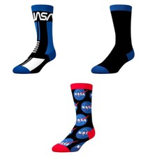 NASA Logo; CRAZYBOXER Socks Crew Socks 6-13 , 3-Pairs NEW