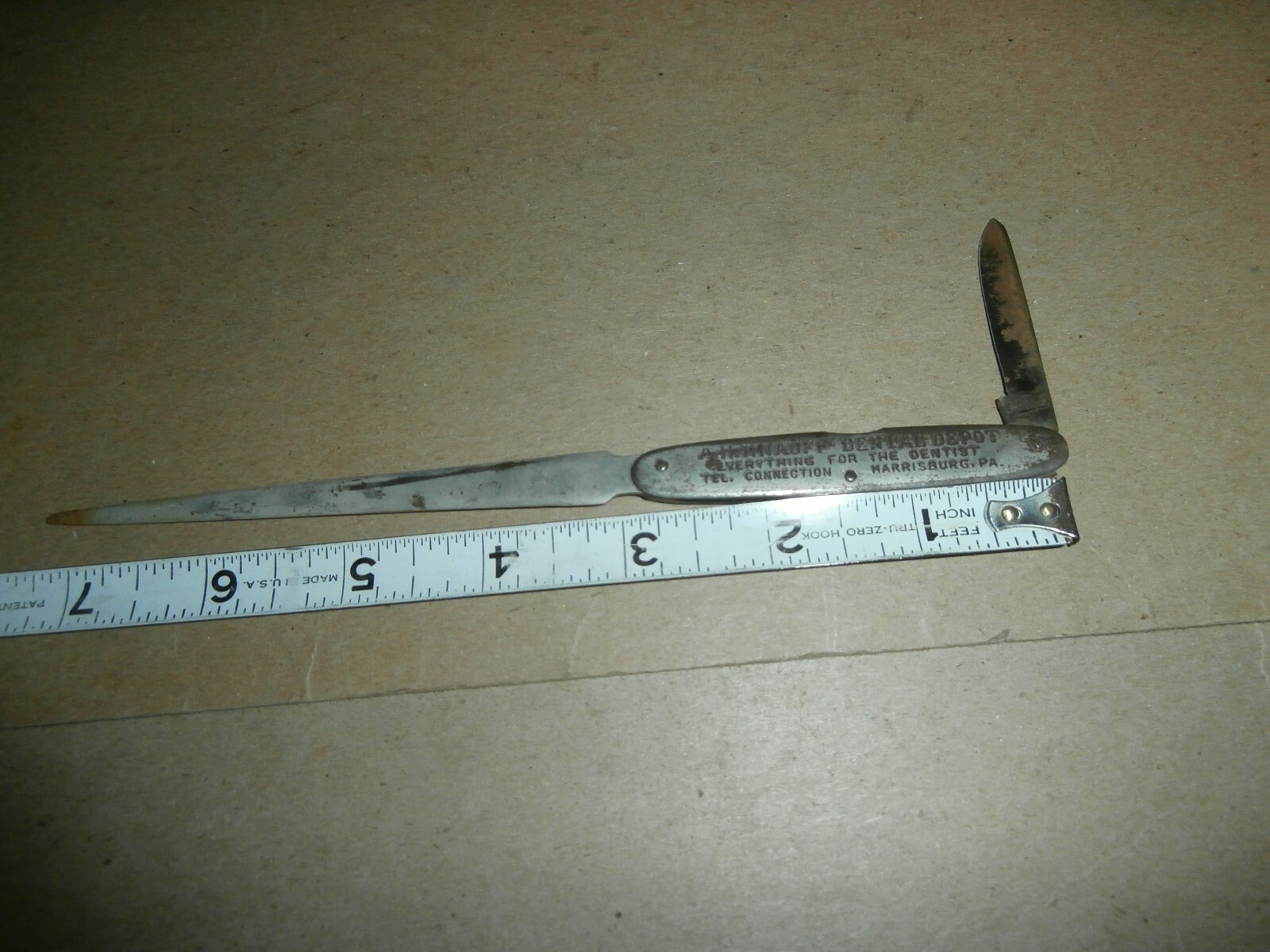 Old Letter Opener Knife Knauff Dentist Harrisburg PA Keschner Germany