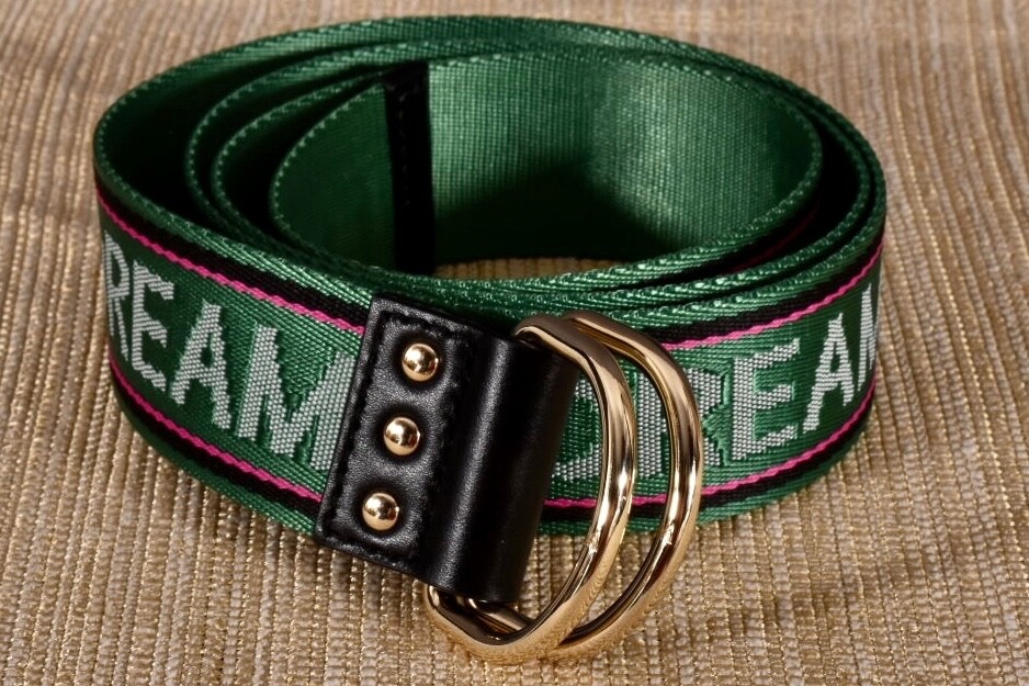 Maje Green Belt Gold Buckle Dream Tomorrow Canvas Woven Strap New Accessory MAJE Canvas Green Tomorrow Dream Loop Belt Unisex Excellent  main image 4