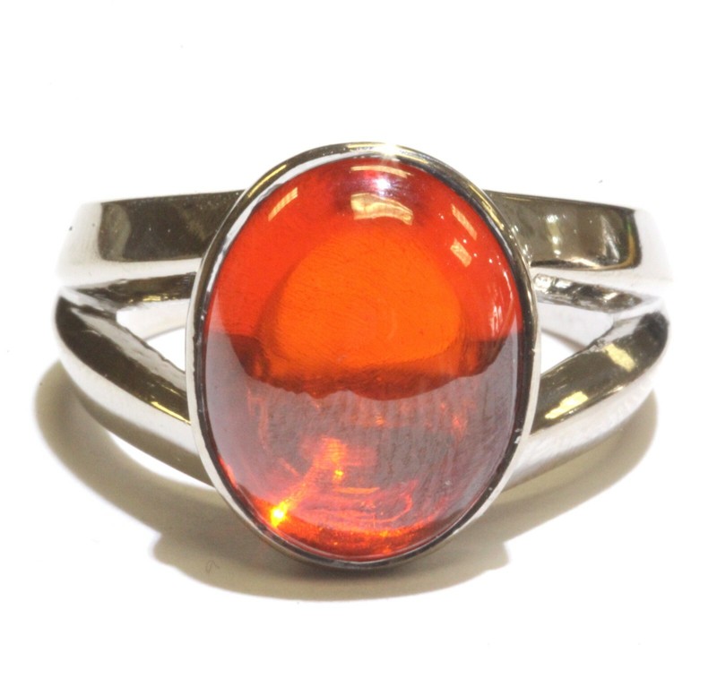 18k white gold oval orange Cubic Zirconia cz bezel set mens ring 8.7g gents 6.5