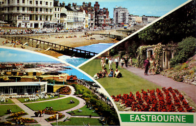 Postkarte Eastbourne Resort Stadt Küste Marine Royal Parade Italienische Gärten Sussex