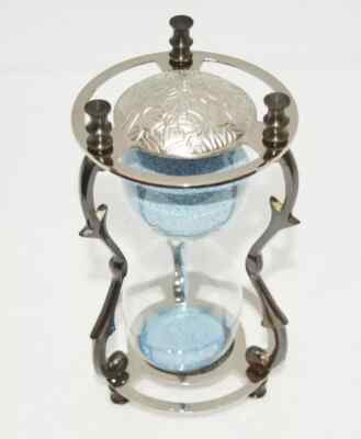 Antique Vintage Retro Nautical Brass 7'' Marine Sand Timer Hourglass Blue Sand