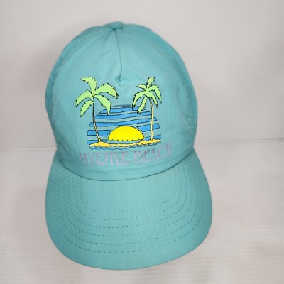 Vintage 90s Myrtle Beach Nylon Snapback Hat Toursit Souvenir Teal