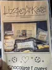 Lizzie Kate Chocolate Lovers Cross Stitch Pattern #082 Pillow Label Picture