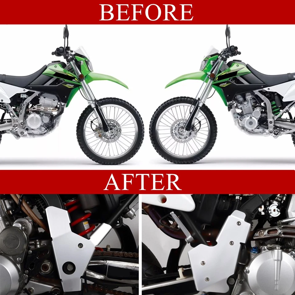 Cubierta protectora de marco lateral plateada para KAWASAKI KLX250 KLX250S KLX250SF D-TRACKER/X Foto 2 de 4