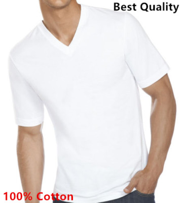 New 3 Pack Men's 100% Cotton Tagless V-Neck T-Shirt Undershirt Tee White S-XL