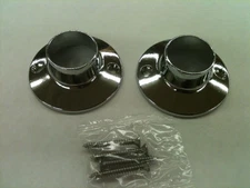 2 New Chrome 1" Shower Curtain Rod Flanges With Screws / Factory Sealed