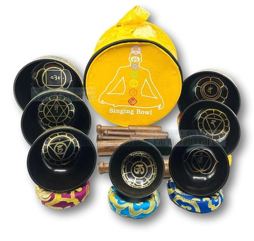 Tibetan Healing Singing Bowl Set of 7 Chakra Colored Sound Meditation ...