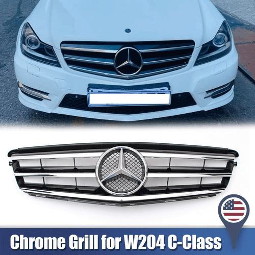 Sport Style Front Grille w/Star For Mercedes Benz 2008-2014 W204 C250 C300 C350 - Picture 1 of 8