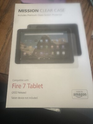 Made for Amazon Case & Glass Screen Protector, for Fire 7 Tablet (2022 Clear