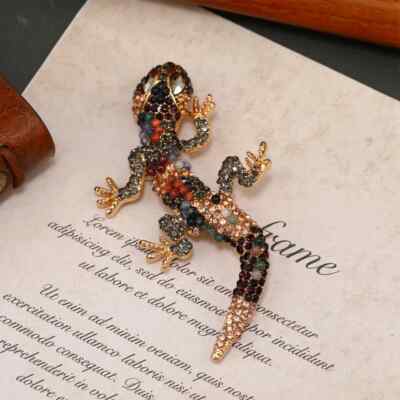 Women Men Exqusiite Crystal Lizard Brooch Pin Fashion Clothing