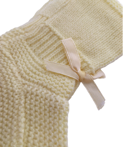 Vintage Baby Booties Yellow Socks Pair with Bows Crocheted Excellent Condition - Picture 3 of 5