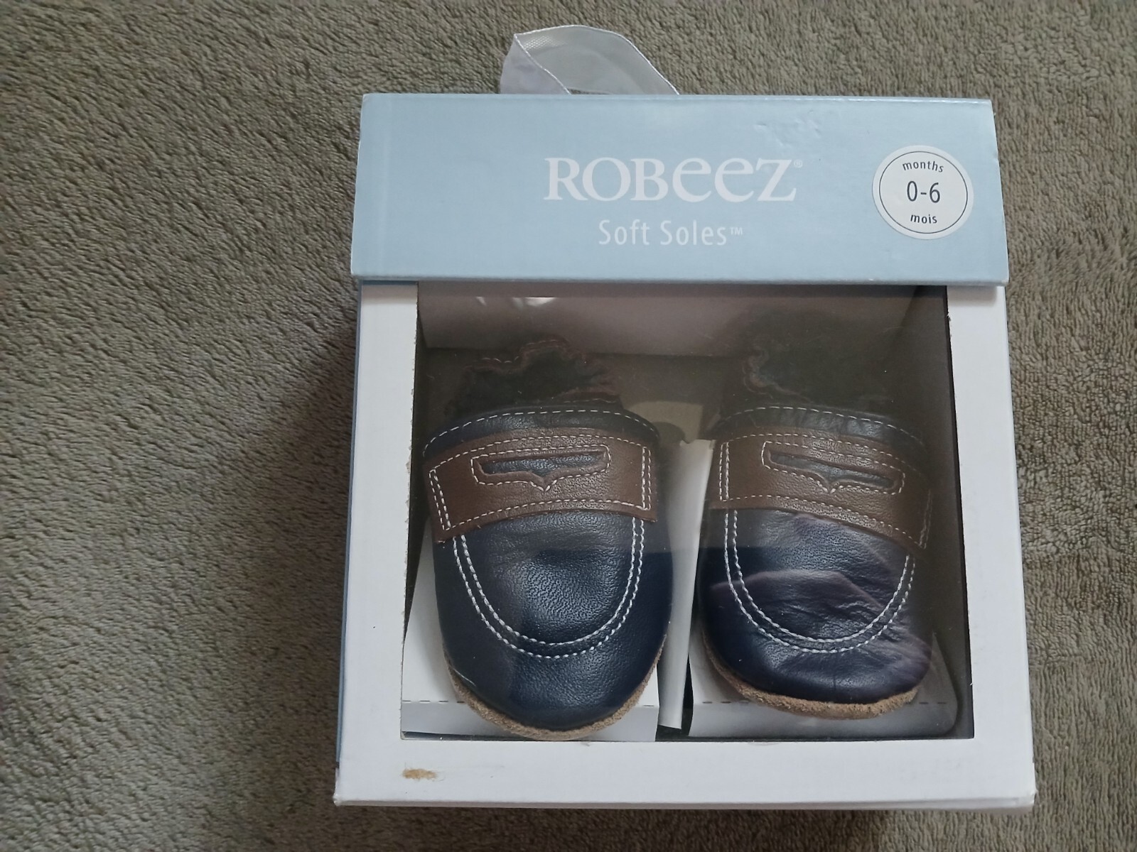 Brand New Robeez SS Corey Navy Leather Soft Soles 0-6 Months Shoes