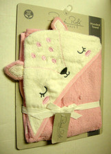 Hooded Towel By Rene Rofe, Kitten/Cat Design, Pink  White, 30" x 30", Brand New