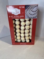 NEW Holiday Time Natural 6 -FT Wood Bead Garland