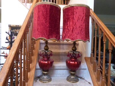 Lampe De Table Vintage DORCY Rouge Et Blanc - à Piles - Plastique Rétro USA